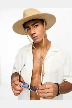 JACK & JONES Sombrero de paja beis con cordón ajustable de -Beis neutro