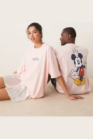 ASOS Camiseta rosa claro unisex extragrande con estampado de Mickey Mouse de Disney de