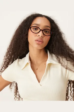 ASOS Gafas efecto carey con montura ovalada estrecha y lentes transparentes con filtro de luz azul de