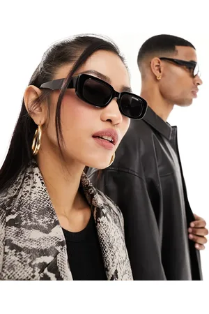 Jeepers Peepers Gafas de sol negras con montura rectangular de