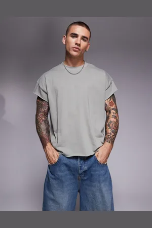 ASOS Camiseta caqui extragrande sin mangas de tejido grueso de 300 g/m² premium de -Verde