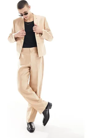 ASOS Pantalones de traje dorados de corte recto Safari de