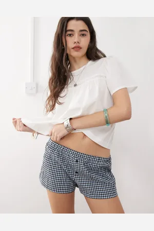 COLLUSION Pantalones cortos a cuadros estilo bóxer de