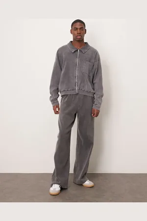 ASOS Joggers negro lavado muy holgados con textura acanalada de
