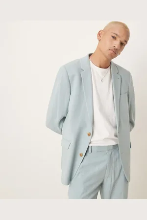 ASOS Chaqueta de traje entallada de tejido con lino microtexturizado de