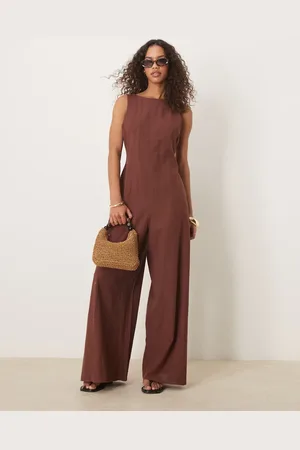 ASOS Mono largo de estilo tenista y pernera ancha con detalle de costuras de
