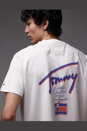 Tommy Hilfiger Camiseta blanca y morada con estampado de firma en la espalda de -Blanco