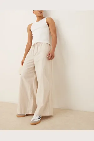 ASOS Pantalones color muy holgados de mezcla de lino de -Neutro