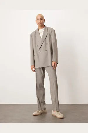 ASOS Chaqueta de traje gris melange de corte suelto extragrande con doble botonadura de tejido texturizado de