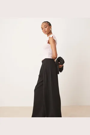 ASOS Pantalones negros de pernera muy ancha de tejido entrelazado de ASOS DESIGN Tall