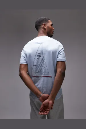 Tommy Hilfiger Camiseta azul pálido con estampado delineado de velero de