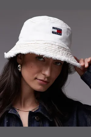 Tommy Hilfiger Sombrero de pescador vaquero color con ribetes desflecados de -Blanco