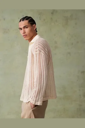 ASOS Polo extragrande con hombros caídos de croché de -Neutro