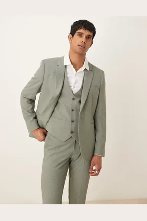 ASOS Chaqueta de traje ajustada en con detalle cruzado de -Verde