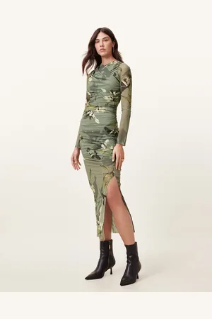 AllSaints Vestido verde de malla Hanako de