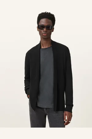 AllSaints Chaqueta negra sin cierres de tejido con lana de merino Maes de
