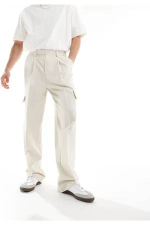 ASOS Pantalones de vestir cargo color de pernera ancha con acabado microtexturizado de -Beis neutro