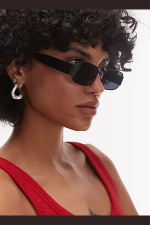 Topshop Gafas de sol negras rectangulares de metal Crete de