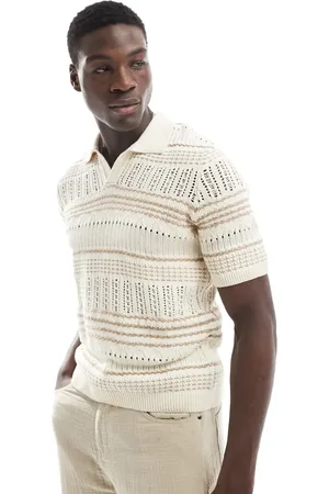 Only & Sons Polo beis a rayas holgado de punto calado de -Neutro