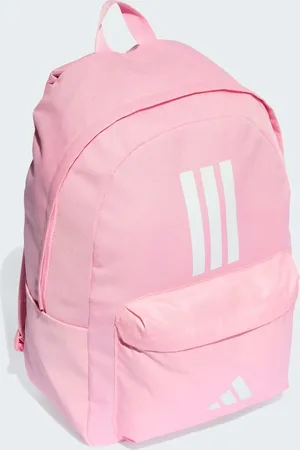 adidas Mochila rosa y blanca clásica con detalle de 3 rayas Classic Back-To-School de