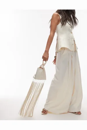 MANGO Bolso pequeño de satén con flecos de la colección cápsula de -Neutro