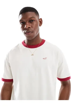 Hollister Camiseta color lavado de corte cuadrado con ribete en contraste Icon de -Neutro