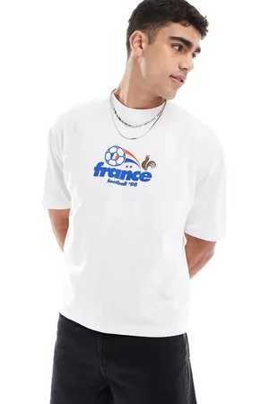ASOS Camiseta blanca de corte cuadrado extragrande con estampado gráfico deportivo "France" de