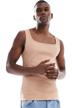 ASOS Camiseta de tirantes beis ajustada de canalé de -Neutro