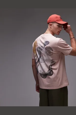 Topman Camiseta extragrande con estampado de formas en la parte delantera y trasera de