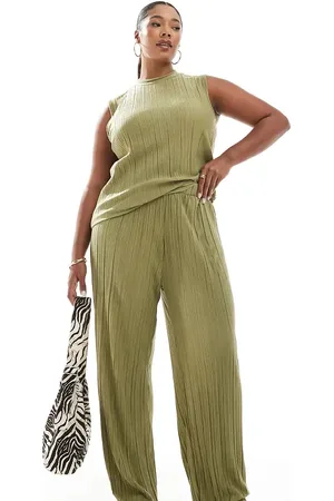 VERO MODA Pantalones caquis plisados de (parte de un conjunto)-Verde
