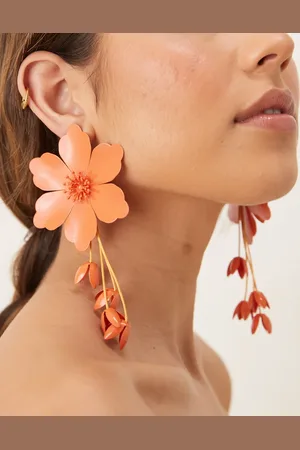 ASOS Pendientes naranjas extragrandes con diseño floral de resina de