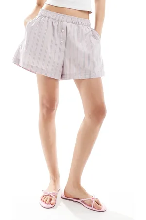 Monki Pantalones cortos a rayas estilo bóxer sin cierres con cinturilla plegable de