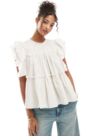 Object Top blanco hueso de corte trapecio de