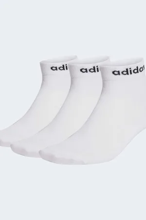 adidas Pack de 3 pares de calcetines tobilleros de color blanco y negro con logo lineal Think Linear de