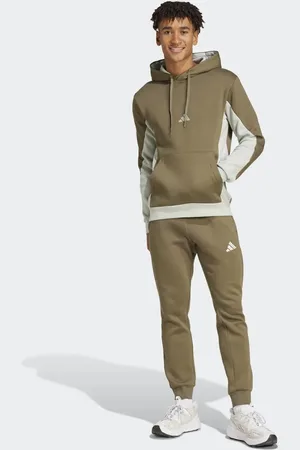 adidas Chándal verde oliva tierra con capucha y diseño color block de felpa Sportswear de