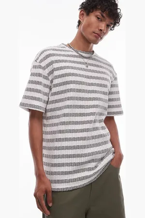 Topman Camiseta a rayas caquis texturizadas extragrande de -Blanco