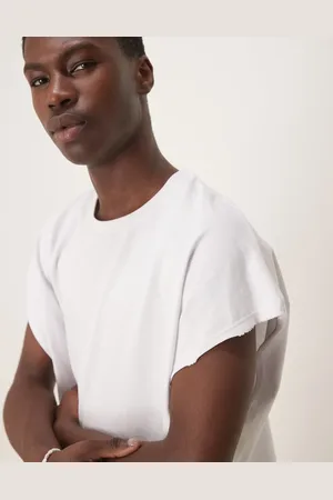 ASOS Camiseta corta blanca ultragrande sin mangas con bordes sin rematar de tejido grueso de