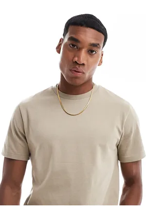 ASOS Camiseta color piedra de cuello redondo de tejido grueso de 240 g/m² de -Verde