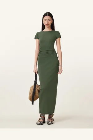 AllSaints Vestido verde militar de manga corta Katarina de