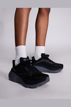 Saucony Zapatillas de deporte negras y gris humo para correr Hurricane 24 de