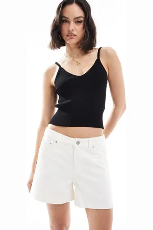 JJXX Pantalones cortos vaqueros mom blanco hueso de