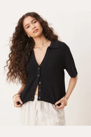 Abercrombie & Fitch Cárdigan de manga corta de croché de