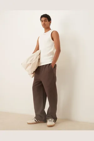 ASOS Joggers marrones de pernera ancha de tejido texturizado de -Marrón