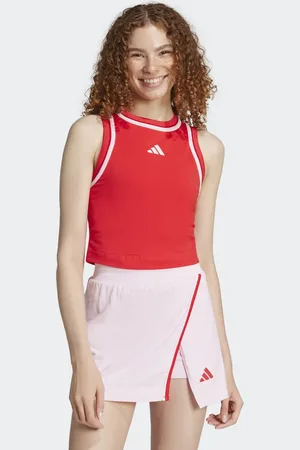 adidas Top corto rojo rubí básico sin mangas de algodón Essentials Color Pop de