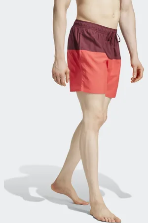 adidas Shorts de baño cortos rojo sombrío y rojo semilúcido con diseño color block CLX de