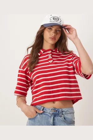 ASOS Polo a rojas de corte cuadrado y manga corta de -Multicolor