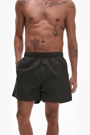 ARKET Shorts de baño verde oscuro a cuadros de tejido antidesgarros de