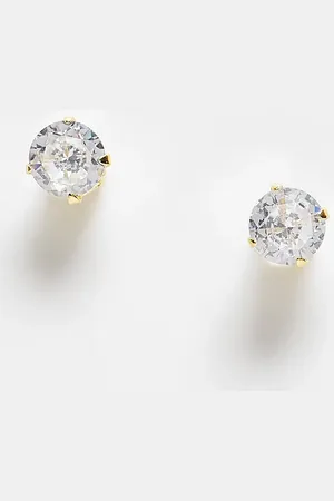 Kingsley Ryan Pendientes de botón redondos chapados en oro con detalle de cristal de -Dorado