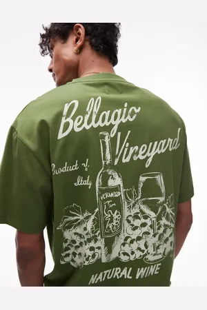 Topman Camiseta extragrande con estampado "Vineyard" en la parte delantera y trasera de