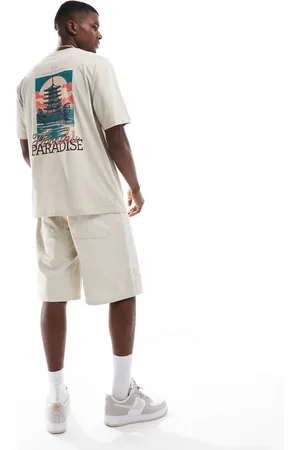 Only & Sons Camiseta beis extragrande con estampado "Paradise" en la espalda de -Marrón